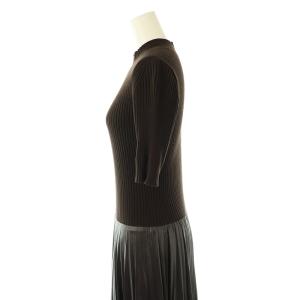 EPOCA 24AW La maglia プリーツコンビニットドレス ワンピース フェイクレザー 40 茶 /MI