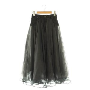 25SS デニムチュールスカート フレア 切替 0 黒 /MI OS