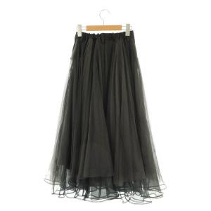 OBLI 25SS デニムチュールスカート フレア 切替 0 黒 /MI OS