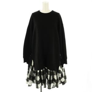 25SS ニットドッキングワンピース 膝丈 長袖 0 ブラック /HK OS