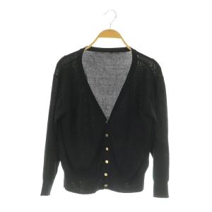 ラメルーズニットカーディガン 長袖 Vネック 36 ブラック /MY OS