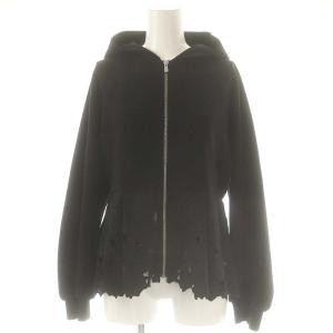 24SS レース ジップアップパーカー 長袖 F 黒 ブラック /AT OS