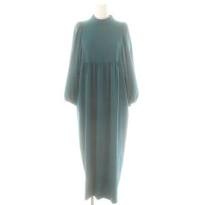 アセテートバックサテンジョーゼットワンピース ロング ダークグリーン /ES OS
