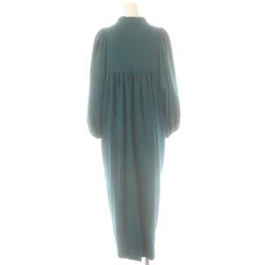 VERMEIL par iena アセテートバックサテンジョーゼットワンピース ロング ダークグリーン /ES OS