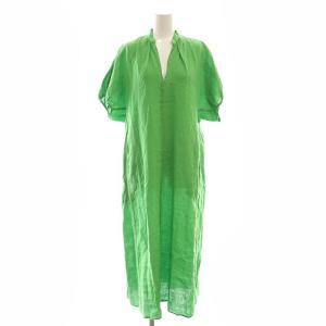 24SS リネンバルーンスリーブワンピース ロング スキッパー F ライトグリーン /DO OS