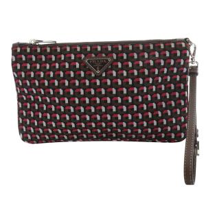 総柄フラットポーチ ピンク 黒 ブラック 1N1868 /SR22 OH