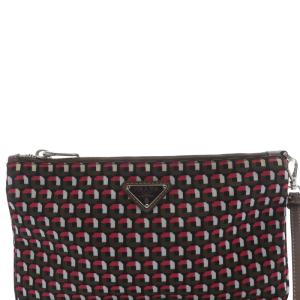 PRADA 総柄フラットポーチ ピンク 黒 ブラック 1N1868 /SR22 OH