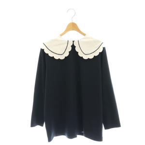 スカラップカラーロンTee トップス カットソー 長袖 F ネイビー /HK OS