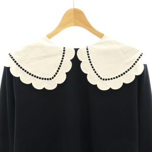 yori スカラップカラーロンTee トップス カットソー 長袖 F ネイビー /HK OS