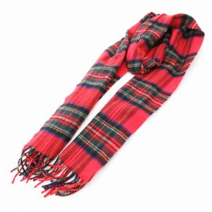 マフラー カシミヤ タータンチェック 赤系 /UO