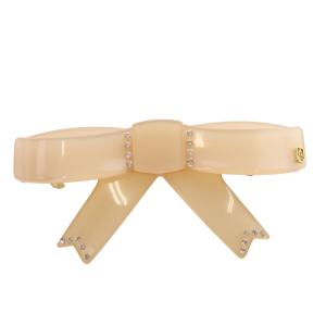 リボンバレッタ ロゴ ピンクべージュ /SR34