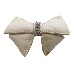 レザーリボンバレッタ べージュ /SR42