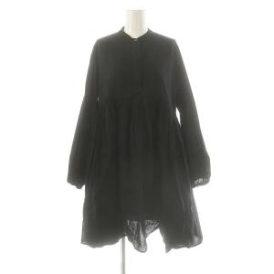 ギャザーチュニックブラウス 長袖 F ブラック /HK OS SH