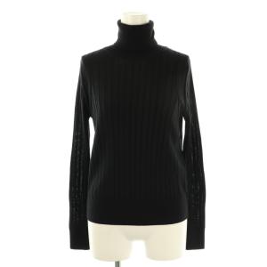 18Gワイドリブ ウール×シルク タートルネック プルオーバー ニット カットソー 1 黒 /MI OS