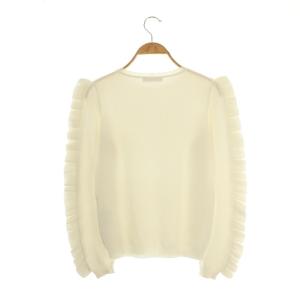 Max Mara フリル袖ニットトップス カットソー 長袖 S 白 /NR OS SH