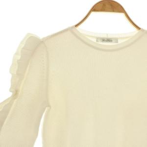 Max Mara フリル袖ニットトップス カットソー 長袖 S 白 /NR OS SH