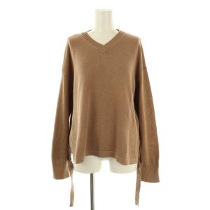 Vネックコットンニットプルオーバー セーター 長袖 S ベージュ /NR OS SH