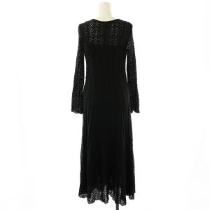 Diagram GRACE CONTINENTAL 23AW ストレッチレースフレアワンピース 長袖 ロング コットン 38 黒 /NR OS