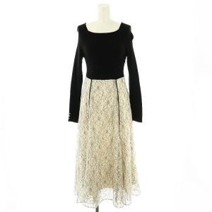 23AW 配色レースドッキングワンピース スクエアネック 1 ブラック アイボリー /DO OS SH