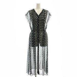 ワッシャーフラワーシアーシャツワンピース 36 ブラック ホワイト /ES OS