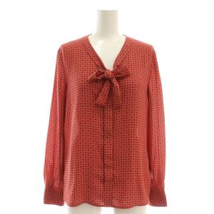 ボウタイネックシフォンドットブラウス 長袖 バンドカラー 38 ピンク /AT OS