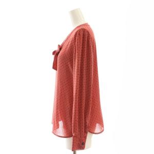 ANAYI ボウタイネックシフォンドットブラウス 長袖 バンドカラー 38 ピンク /AT OS