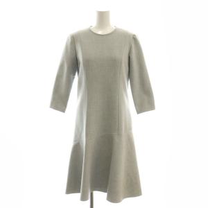 スムースジャージー七分袖フレアワンピース 膝丈 38 グレー /ES OS
