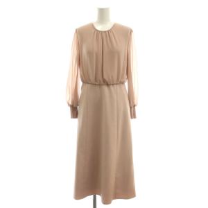 クレープ素材切替ロングスリーブワンピース 38 スモークピンク /ES OS