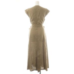 ETRE TOKYO ダブルブレストリネンロングジレ ベスト M 茶 ブラウン /AT OS