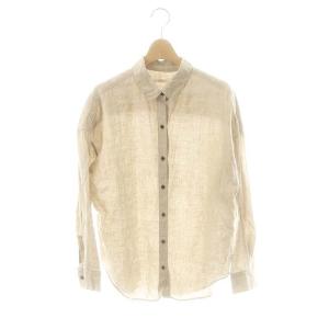 リネンシャツ 長袖 スタンドカラー F ベージュ /AT OS