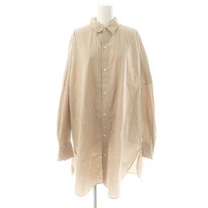 コットン シルク シャツ スタンドカラー オーバーサイズ ベージュ /AT OS