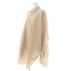 Plage コットン シルク シャツ スタンドカラー オーバーサイズ ベージュ /AT OS