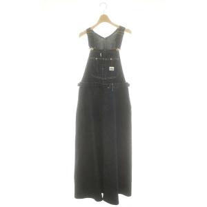 ウエストアジャスター オーバーオール ワンピース マキシ ロング M 紺 ネイビー /AT OS