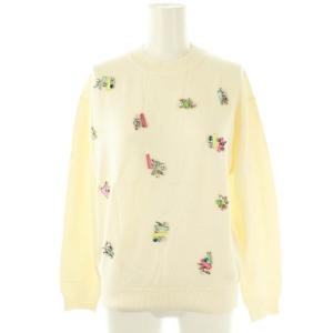 ビジュー装飾 ニット プルオーバー 長袖 F アイボリー /DF OS