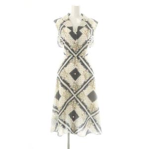 フローラルハンカチーフワンピース ロング ノースリーブ S オフホワイト /HK OS