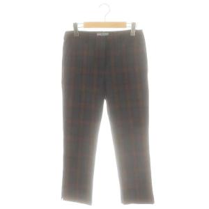P2668 タータンチェックテーパードパンツ 38S 茶 黒 紺 /MI OS
