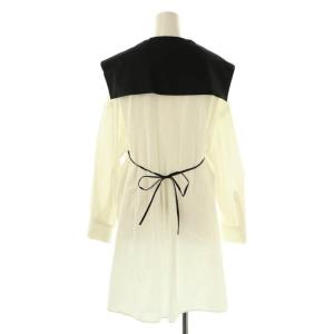 ENFOLD ドッキング ブラウス 長袖 チュニック丈 38 白 ホワイト 黒 ブラック /AT OS