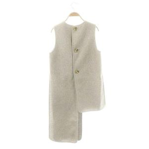 nagonstans コンパクトフリースアシンメヘムベスト ロング 38 グレー /HK OS