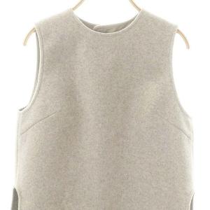 nagonstans コンパクトフリースアシンメヘムベスト ロング 38 グレー /HK OS