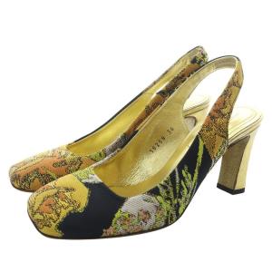 バックスリング パンプス 36 ゴールドカラー