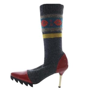 パテントソックスパンプス ブーツ ポインテッドトゥ 23cm マルチカラー /SR22