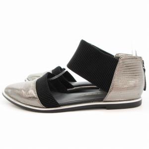 UNITED NUDE パンプス ポインテッドトゥ ローヒール 35 シルバーカラー 黒 ブラック /OU