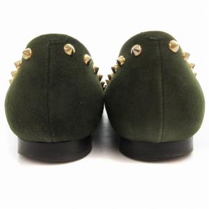 PELLICO パンプス ポインテッドトゥ ローヒール スタッズ 35 22cm 緑 グリーン ゴールドカラー /OU
