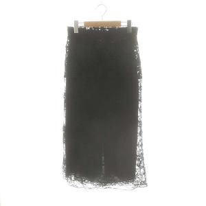 総レース スカート タイト インナー付き 38 黒 /MI OS