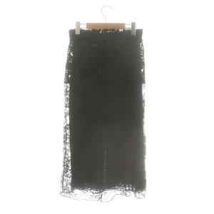 PRADA 総レース スカート タイト インナー付き 38 黒 /MI OS