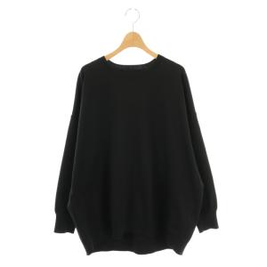 ラウンドネックプルオーバー ニット 長袖 ブラック /HK OS