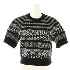 23AW ロゴジャガードプルオーバー ニット カットソー ウール 38 黒 白 /MI OS