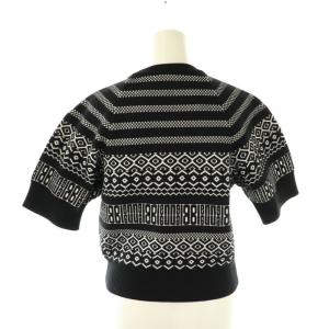 LANVIN en Bleu 23AW ロゴジャガードプルオーバー ニット カットソー ウール 38 黒 白 /MI OS