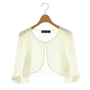 袖リボン カーディガン ニット 七分袖 38 白 ホワイト /AT OS