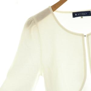 M'S GRACY 袖リボン カーディガン ニット 七分袖 38 白 ホワイト /AT OS